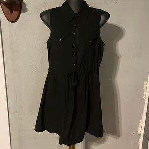 Vintage 1976 Small Prototyoe 100% cotton black sleeveless button dress romper